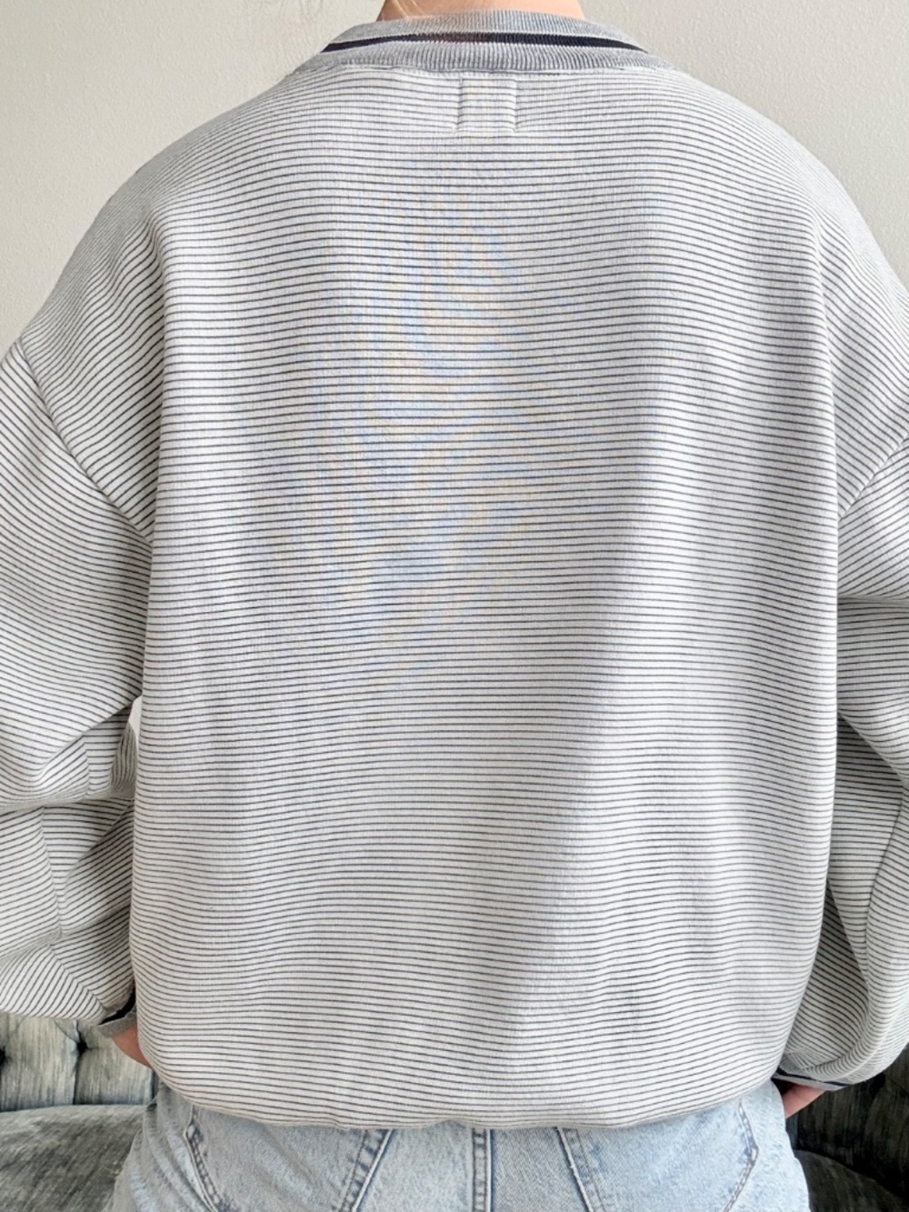 Vintage GAP striped oversized sweatshirt classic crewneck medium pocket - Picture 4 of 10